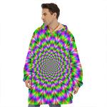 Neon Psychedelic Optical Illusion Hoodie Blanket