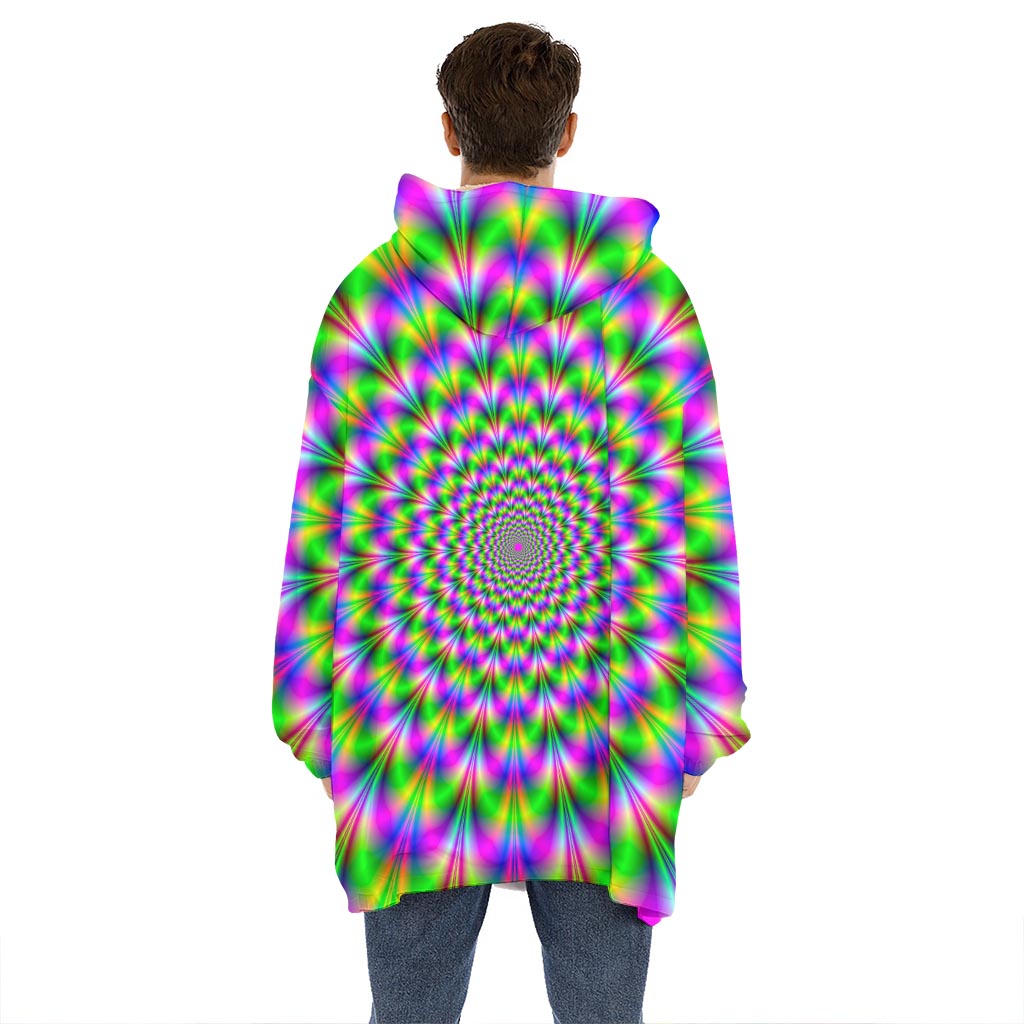 Neon Psychedelic Optical Illusion Hoodie Blanket