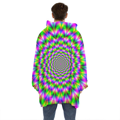 Neon Psychedelic Optical Illusion Hoodie Blanket