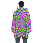 Neon Psychedelic Optical Illusion Hoodie Blanket