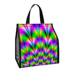 Neon Psychedelic Optical Illusion Insulated Lunch Tote