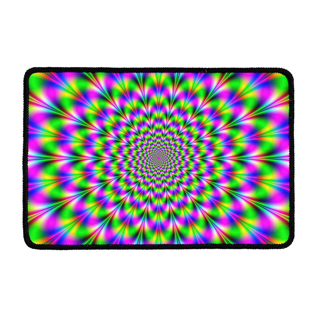 Neon Psychedelic Optical Illusion Kitchen Mat