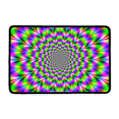 Neon Psychedelic Optical Illusion Kitchen Mat