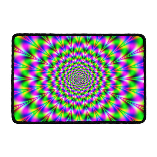 Neon Psychedelic Optical Illusion Kitchen Mat