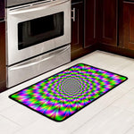 Neon Psychedelic Optical Illusion Kitchen Mat