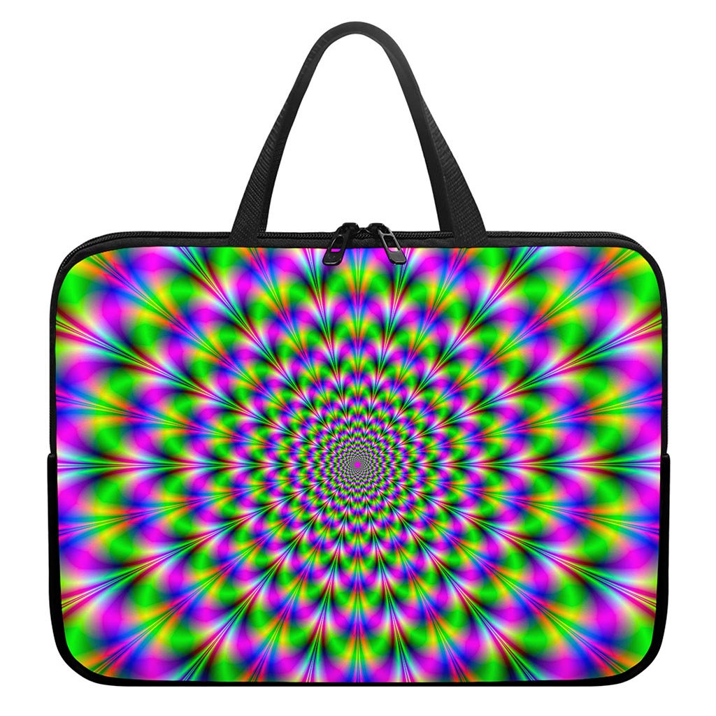 Neon Psychedelic Optical Illusion Laptop Sleeve With Handle
