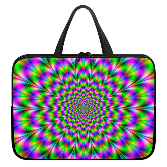 Neon Psychedelic Optical Illusion Laptop Sleeve With Handle