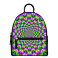 Neon Psychedelic Optical Illusion Leather Backpack