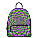 Neon Psychedelic Optical Illusion Leather Backpack
