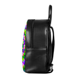 Neon Psychedelic Optical Illusion Leather Backpack