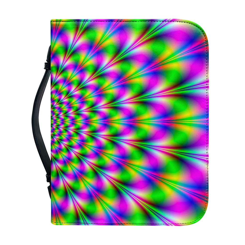 Neon Psychedelic Optical Illusion Leather Bible Cover