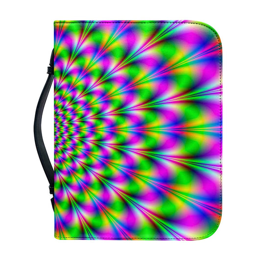 Neon Psychedelic Optical Illusion Leather Bible Cover