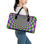 Neon Psychedelic Optical Illusion Leather Duffle Bag