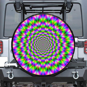 Neon Psychedelic Optical Illusion Leather Spare Tire Cover