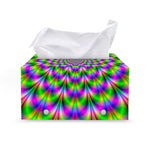 Neon Psychedelic Optical Illusion Leather Tissue Box Cover