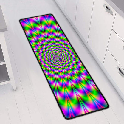 Neon Psychedelic Optical Illusion Long Kitchen Mat