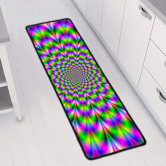 Neon Psychedelic Optical Illusion Long Kitchen Mat