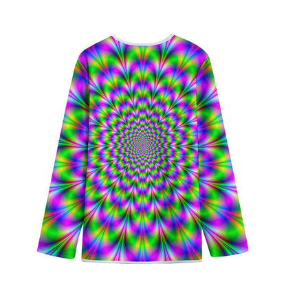 Neon Psychedelic Optical Illusion Long Sleeve Short Coat