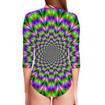Neon Psychedelic Optical Illusion Long Sleeve Swimsuit