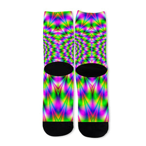 Neon Psychedelic Optical Illusion Long Socks