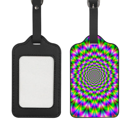 Neon Psychedelic Optical Illusion Luggage Tag