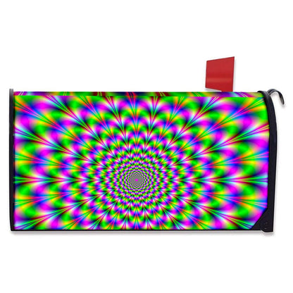 Neon Psychedelic Optical Illusion Mailbox Cover