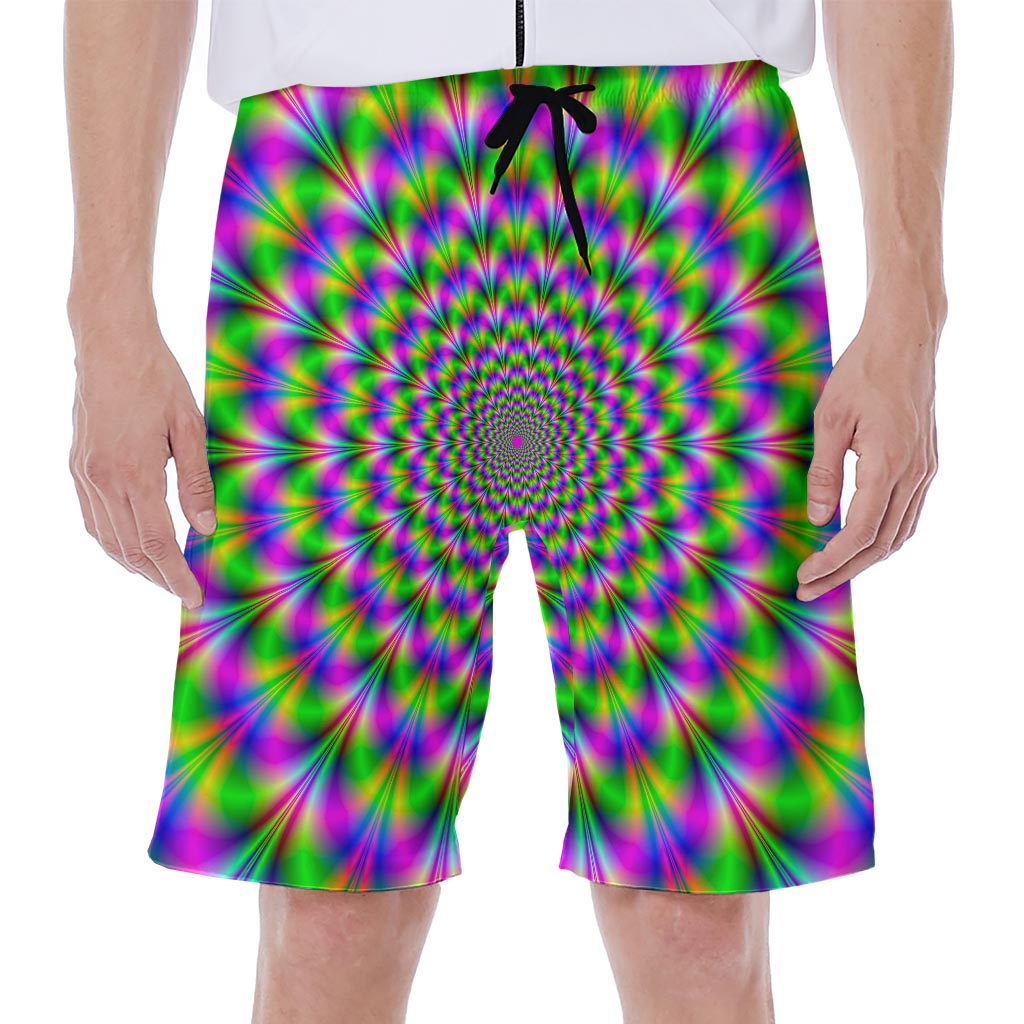 Neon Psychedelic Optical Illusion Men's Beach Shorts