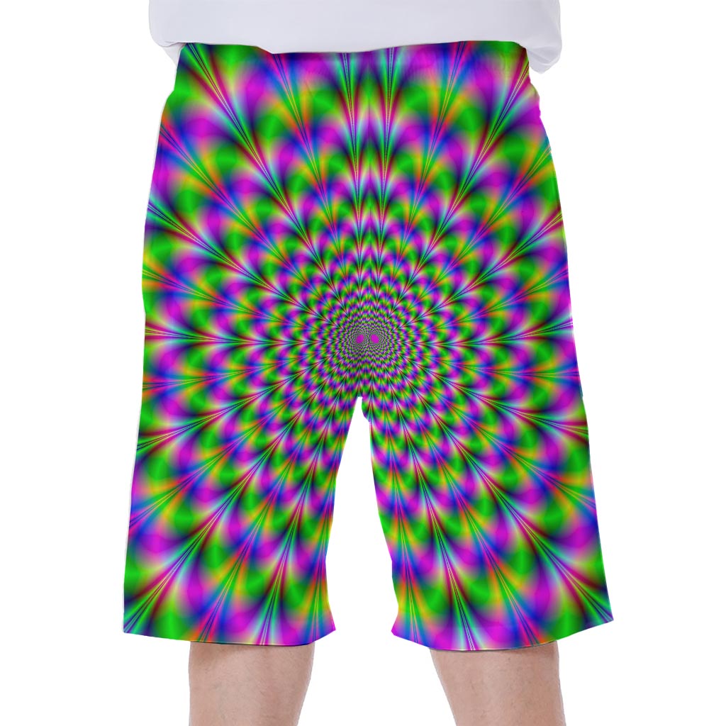 Neon Psychedelic Optical Illusion Men's Beach Shorts