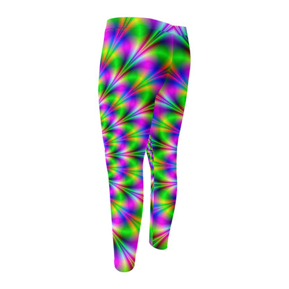 Neon Psychedelic Optical Illusion Men's Compression Pants