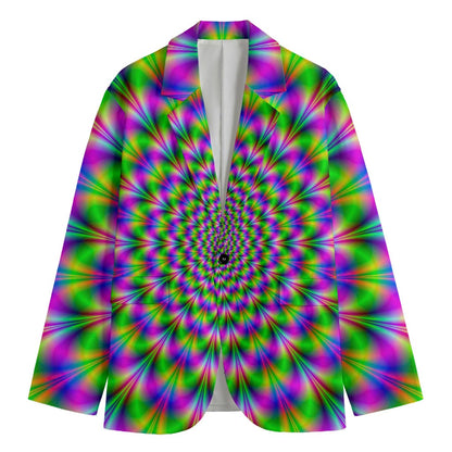 Neon Psychedelic Optical Illusion Men's Cotton Blazer