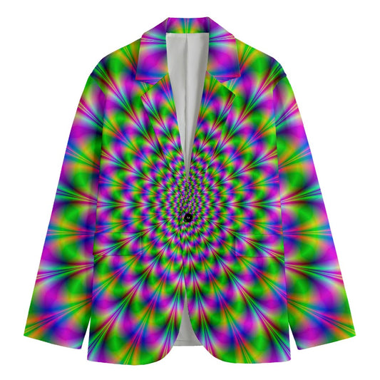Neon Psychedelic Optical Illusion Men's Cotton Blazer