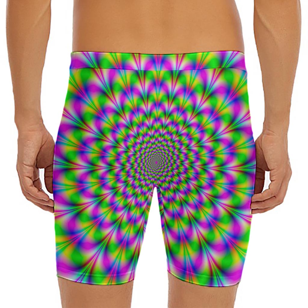 Neon Psychedelic Optical Illusion Men's Long Boxer Briefs