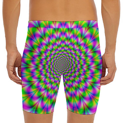 Neon Psychedelic Optical Illusion Men's Long Boxer Briefs