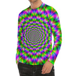 Neon Psychedelic Optical Illusion Men's Long Sleeve Rash Guard