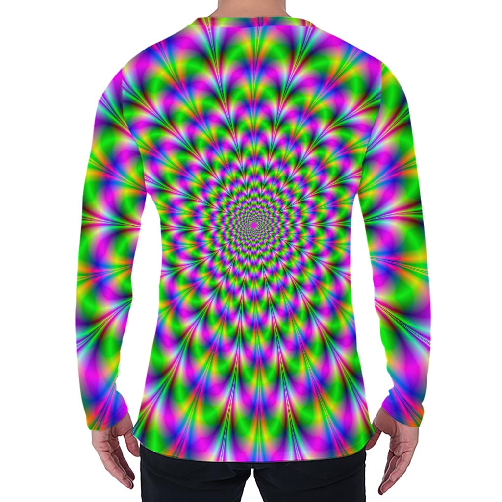 Neon Psychedelic Optical Illusion Men's Long Sleeve T-Shirt