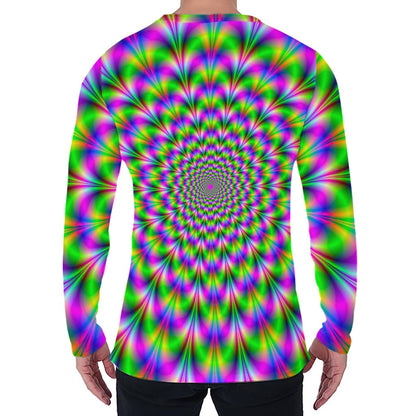 Neon Psychedelic Optical Illusion Men's Long Sleeve T-Shirt