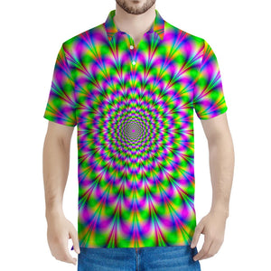 Neon Psychedelic Optical Illusion Men's Polo Shirt