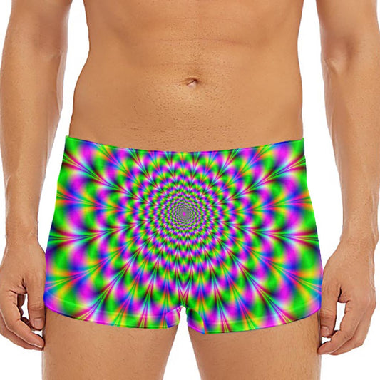 Neon Psychedelic Optical Illusion Men's Short Boxer Briefs