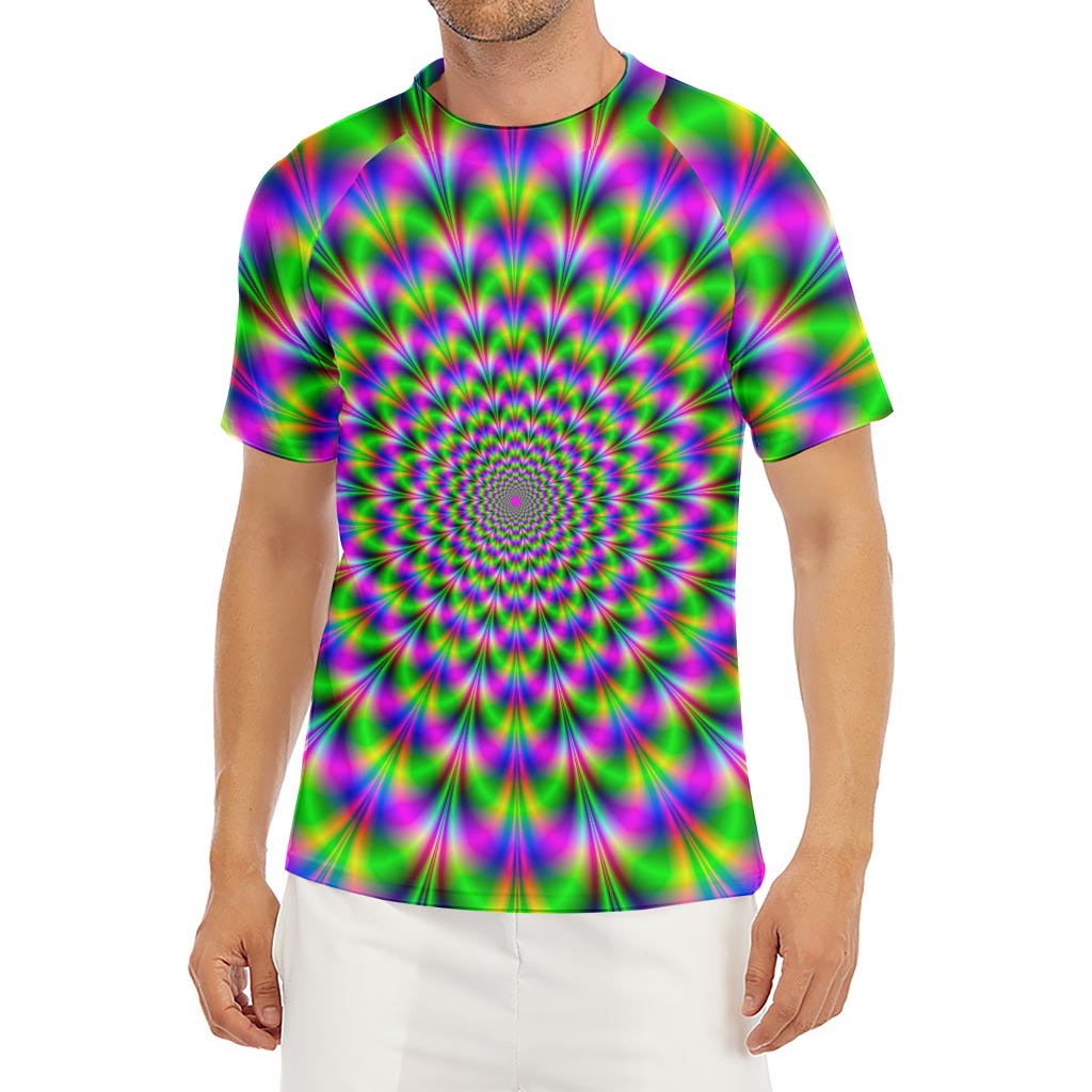 Neon Psychedelic Optical Illusion Men's Short Sleeve Rash Guard