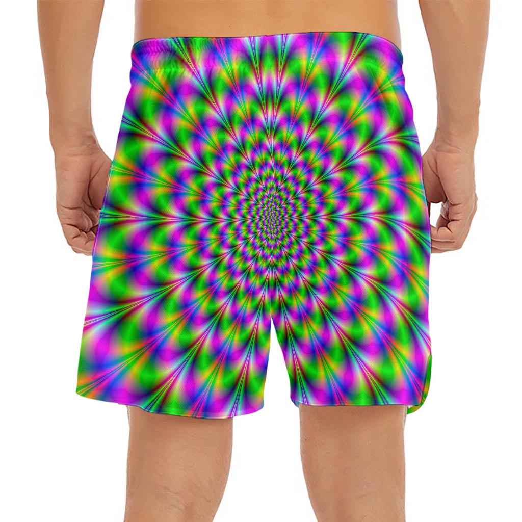Neon Psychedelic Optical Illusion Men's Split Running Shorts