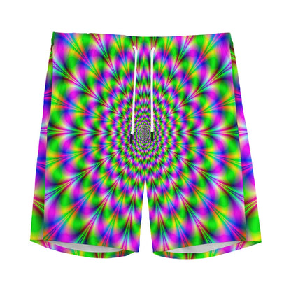 Neon Psychedelic Optical Illusion Men's Sports Shorts