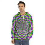 Neon Psychedelic Optical Illusion Men's Velvet Pullover Hoodie