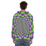 Neon Psychedelic Optical Illusion Men's Velvet Pullover Hoodie