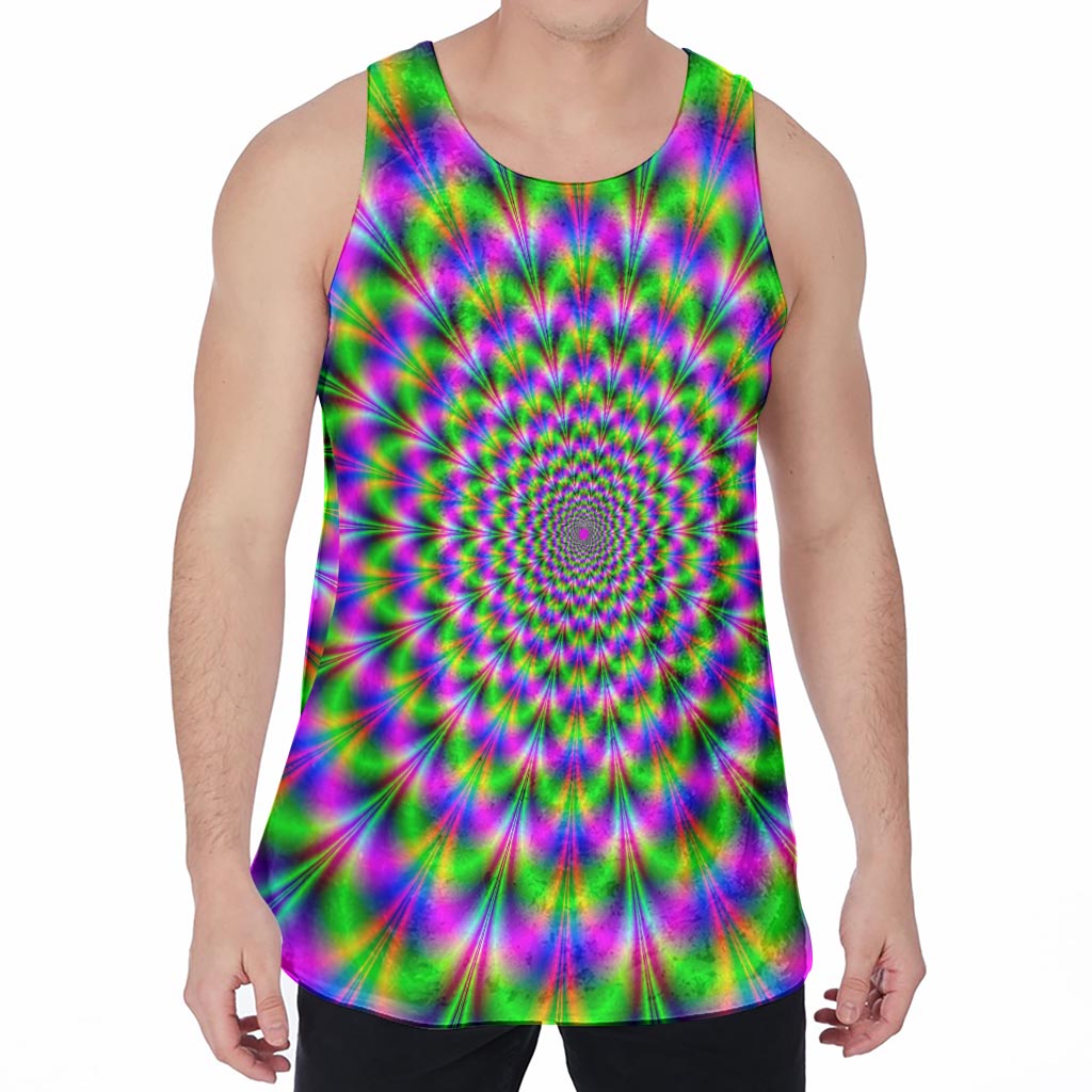 Neon Psychedelic Optical Illusion Men's Velvet Tank Top