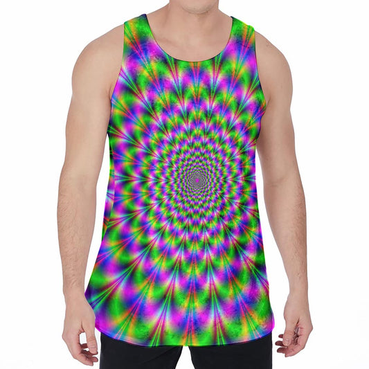 Neon Psychedelic Optical Illusion Men's Velvet Tank Top
