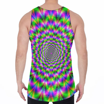 Neon Psychedelic Optical Illusion Men's Velvet Tank Top