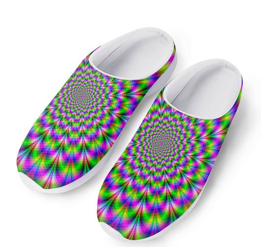 Neon Psychedelic Optical Illusion Mesh Casual Shoes