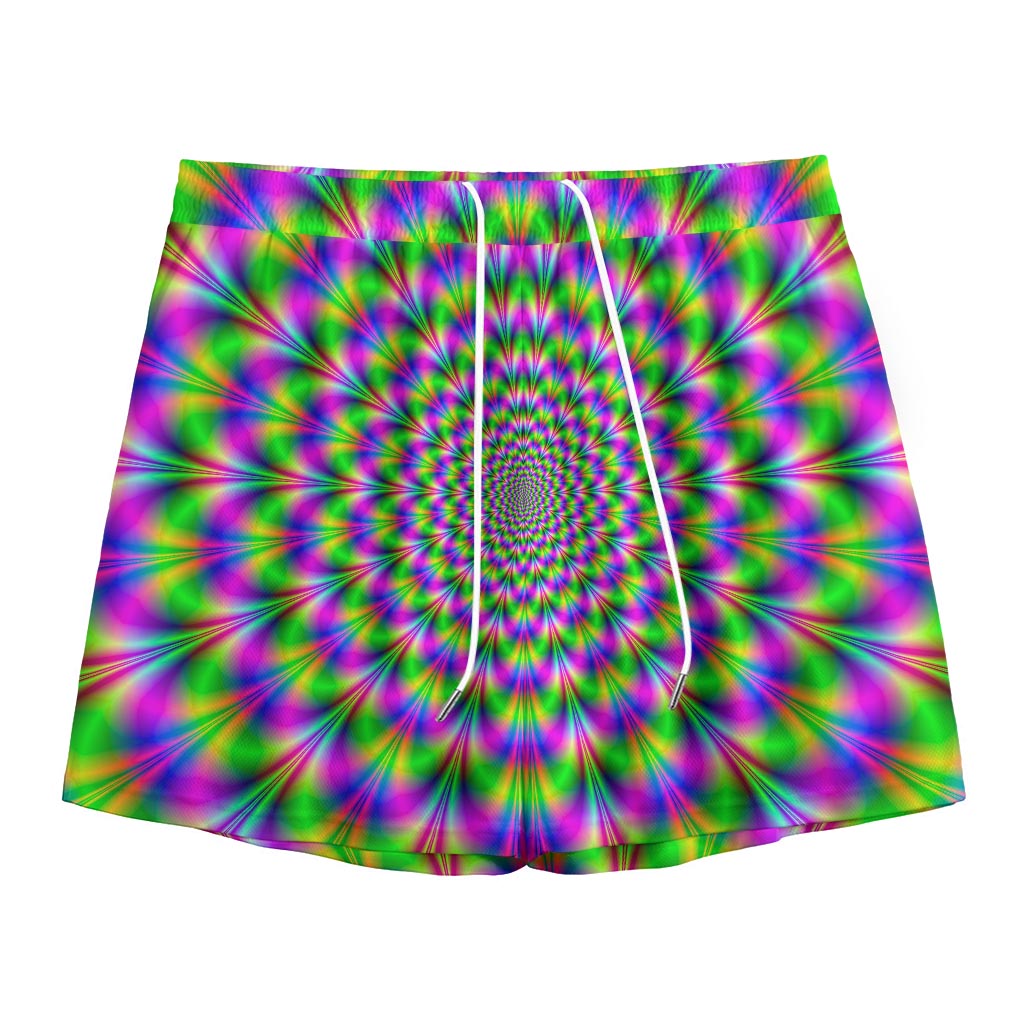 Neon Psychedelic Optical Illusion Mesh Shorts