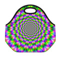 Neon Psychedelic Optical Illusion Neoprene Lunch Bag
