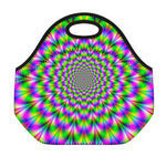 Neon Psychedelic Optical Illusion Neoprene Lunch Bag